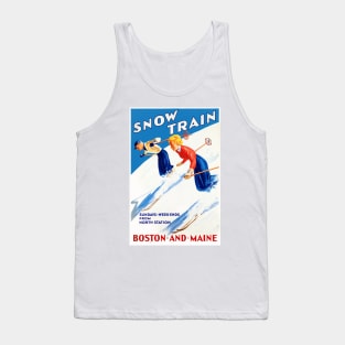 Vintage Travel Poster USA Snow Train Tank Top